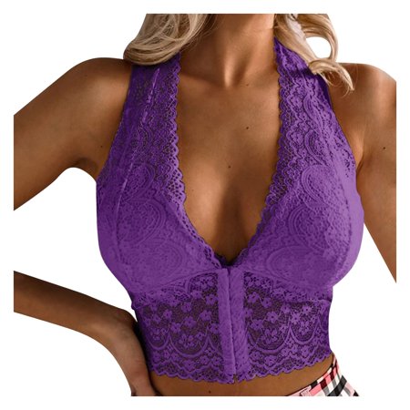 Roliyen Women Plus Size Vest Crop Wireless Bra Lingerie Sexy V-Neck Underwear Camisole