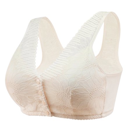 Roliyen Women S Adjustable Sports Front Closure Extra-Elastic Breathable Lace Trim Bra