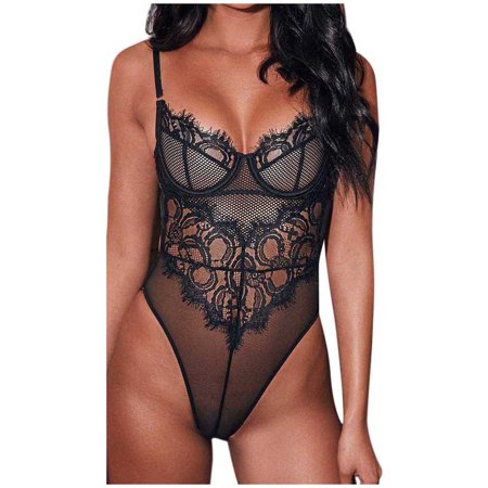 Roliyen New Sexy Fashion Lace Lingerie Underwear Sleepwear Steel Ring Pajamas Garter