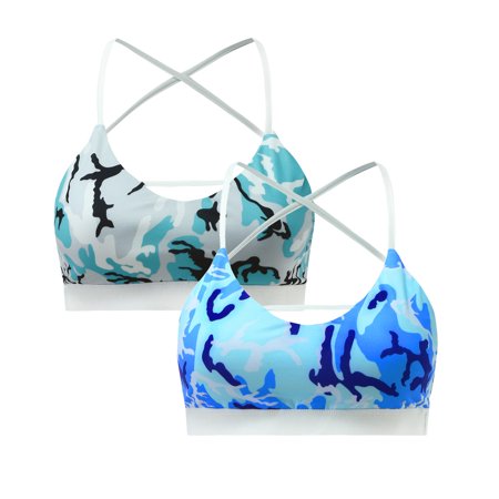 Roliyen 2PC Women Fashion Back Strap Workout Sport Yoga Underwear Bras Lingerie
