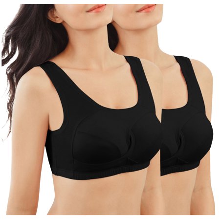 Roliyen Sports Bras for Women 2 Pack Underwear Vest Hollow Gathered Yoga Fitness Bra