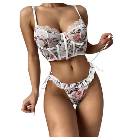 Roliyen New Sexy Fashion Lace Lingerie Underwear Sleepwear Steel Ring Pajamas Garter