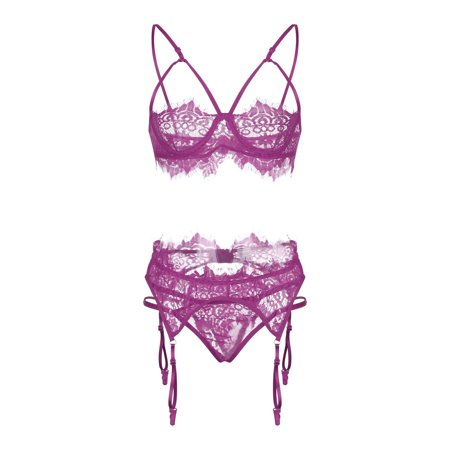 Roliyen New Sexy Fashion Lace Lingerie Underwear Sleepwear G-string Pajamas Garter