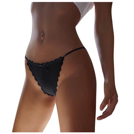 Roliyen Women S One-piece Ice Silk Seamless Low Waist Sexy Lace Ribbon Underwear