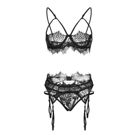 Roliyen New Sexy Fashion Lace Lingerie Underwear Sleepwear G-string Pajamas Garter