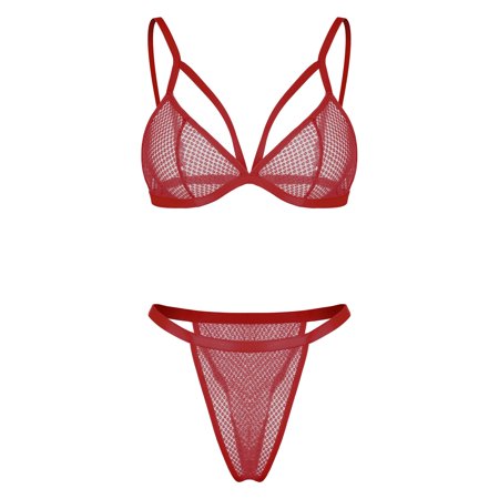 Roliyen New Fashion Love Lace Lingerie Underwear Sleepwear Steel Ring Pajamas