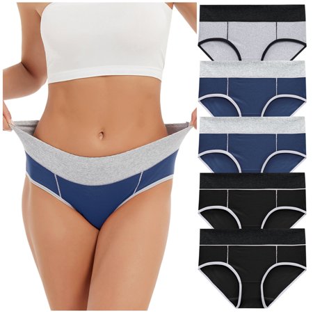 Roliyen Women Solid Color Patchwork Briefs Panties Underwear Knickers Bikini Underpants