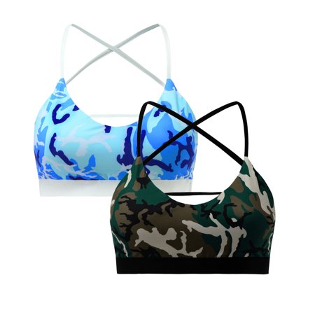 Roliyen 2PC Women Fashion Back Strap Workout Sport Yoga Underwear Bras Lingerie