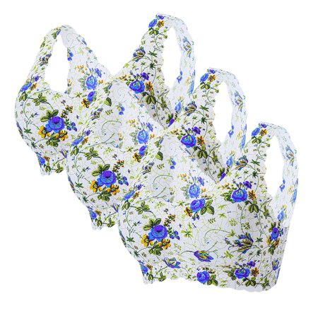 Roliyen 3PC Women S Sexy Plus-Size Print Unblemished with Ice Silk Floral Bra Underwear