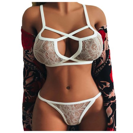 Roliyen Alluring Women Cage Bra Elastic Cage Bra Strappy Hollow Out Bra Bustier Set