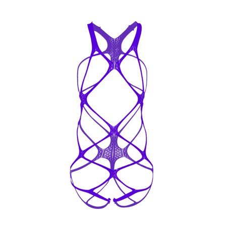 Roliyen Women Sexy Net Dress Hollow Fishing Net Perspective Bikini Underwear Bra