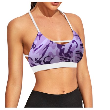 Roliyen Women Fashion Back Strap Workout Sport Yoga Underwear Bras Lingerie