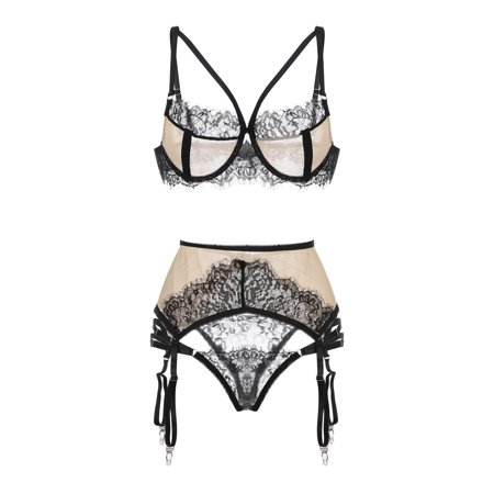 Roliyen New Sexy Fashion Lace Lingerie Underwear Sleepwear Steel Ring Pajamas Garter