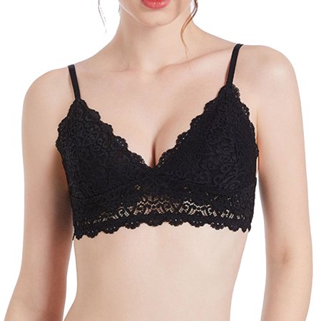 Roliyen Women Sling Without Steel Ring Lace Bra Underwear Feminine Halter Thin Cup