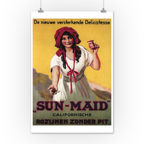 Dutch - Sun-Maid California Raisin - Vintage Advertisement (12x18 Art Print, Wall Decor Travel Poster)