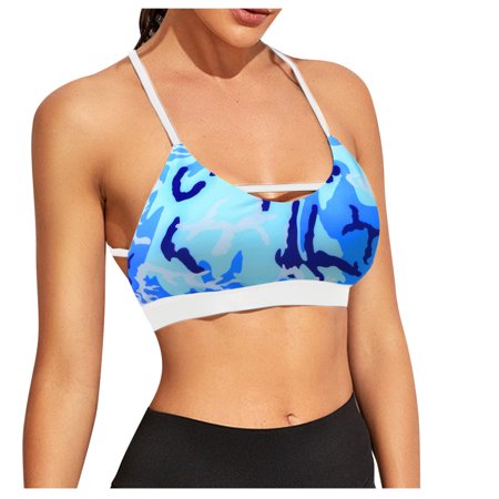 Roliyen Women Fashion Back Strap Workout Sport Yoga Underwear Bras Lingerie