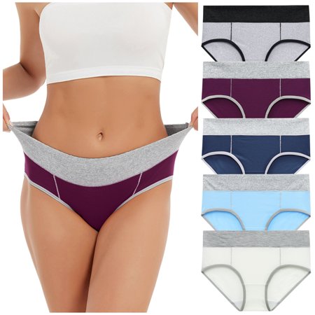 Roliyen Women Solid Color Patchwork Briefs Panties Underwear Knickers Bikini Underpants
