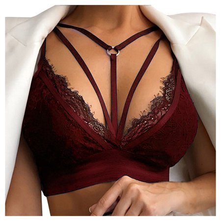 Roliyen Women Plus Size Vest Crop Wireless Bra Lingerie Sexy V-Neck Underwear Camisole