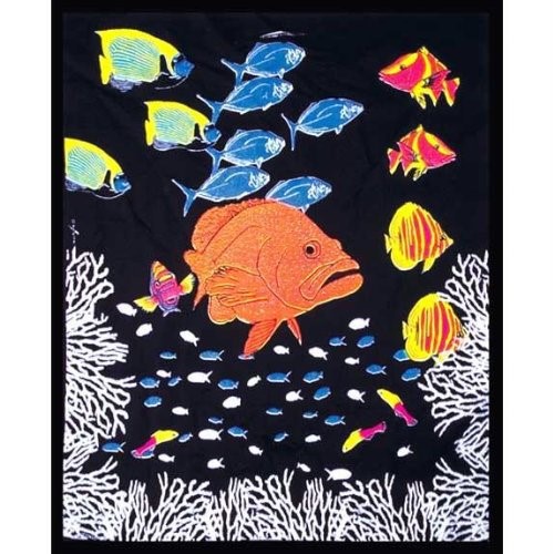 Swimming Fishes - Blacklight Tapestry