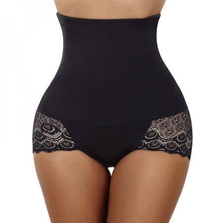 Womens High Waist Trainer Body Shaper Panties Tummy Control Shapewear Black L