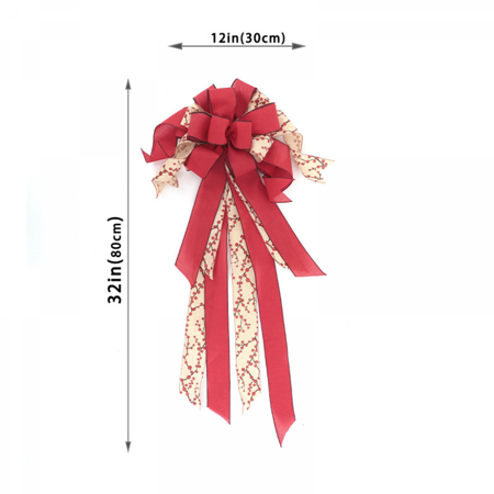 Christmas Tree Topper - Buffalo Plaid Red Black Burlap Decorative Bow - Rustic Farmhouse Xmas Decorations Home Decor - Handmade  HGHG-4888