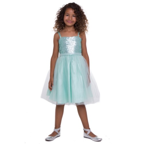 Petite Adele Girls Mint Sequined Top Tulle Junior Bridesmaid Dress 8-12