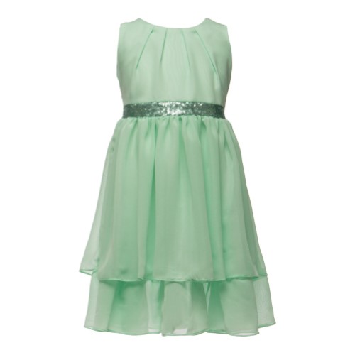 Girls Mint Chiffon Sequence Junior Bridesmaid Dress