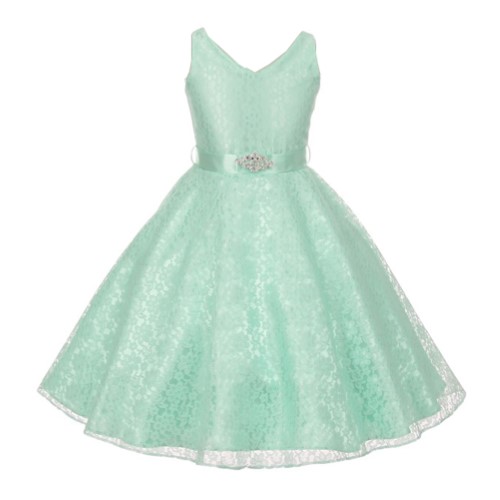 Good Girl Big Girls Mint Lace Brooch Accent Junior Bridesmaid Dress 16