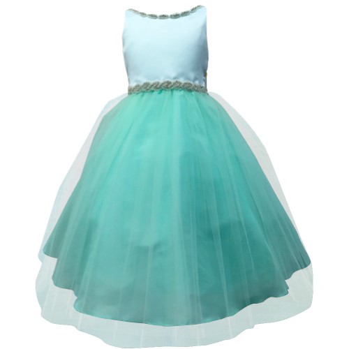 Petite Adele Big Girls Mint Rhinestone Accented Junior Bridesmaid Dress 8-16