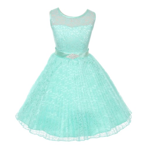 Good Girl Big Girls Mint Lace Overlaid Brooch Junior Bridesmaid Dress 8-16