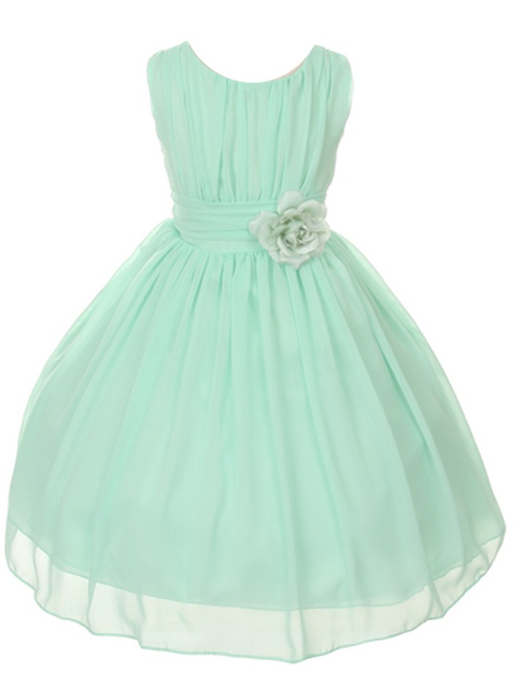 Good Girl Girls Mint Floral Chiffon Junior Bridesmaid Easter Dress