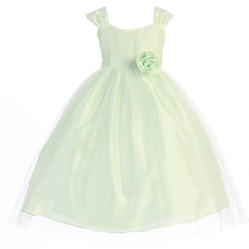 Girls Mint Polysilk Tulle Junior Bridesmaid Dress 8-12