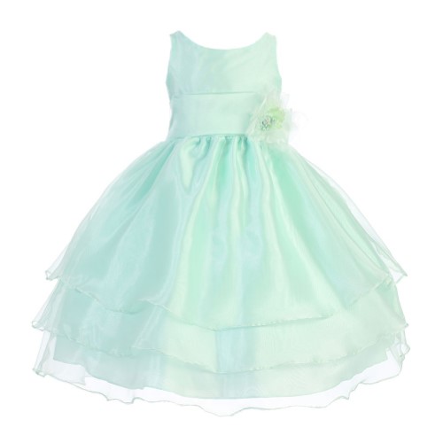 Calla Collection Big Girls Mint Floral Sash Junior Bridesmaid Dress 12