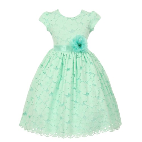 Good Girl Big Girls Mint Cotton Embroidered Junior Bridesmaid Dress 8-14