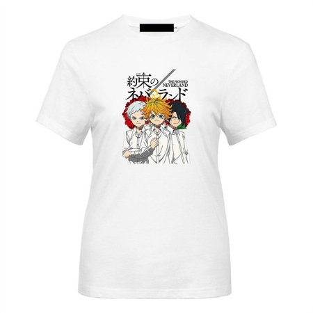 Taicanon the Promised Neverland Anime Mens Graphic Tee Casual Short Sleeve Anime Tops T-shirt for Adults(White-L)