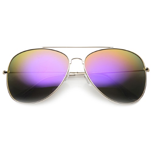 Class Large Retro Metal Mirror Lenses Aviator Sunglasses 9734