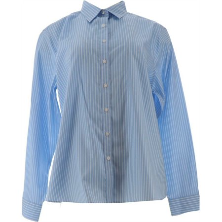 Lands  End WP LS Ptrn NI Dress Shirt Chi Blu/Whi Str 16 NEW 484701