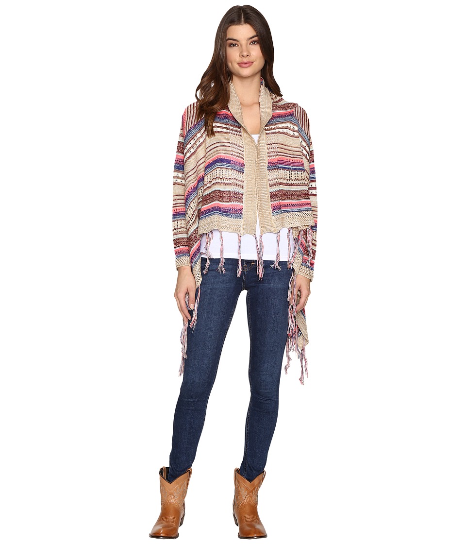 Rock and Roll Cowgirl - Long Sleeve Cardigan 46-9598 (Tan) Women's Sweater