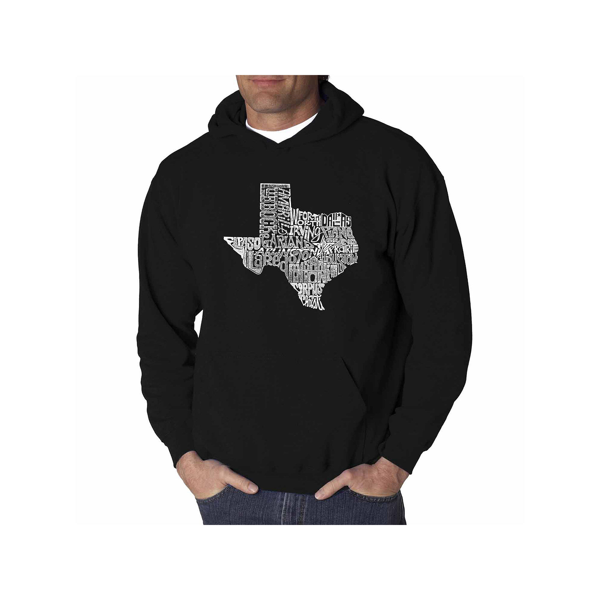 LA Pop Art Black Word Art Hooded Graphic Sweatshirt - the Great State of Texas