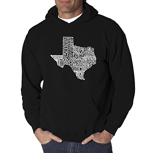 La Pop Art Men's Word Art Hooded Graphic Sweatshirt - the Great State of Texas, Black, 2Xl