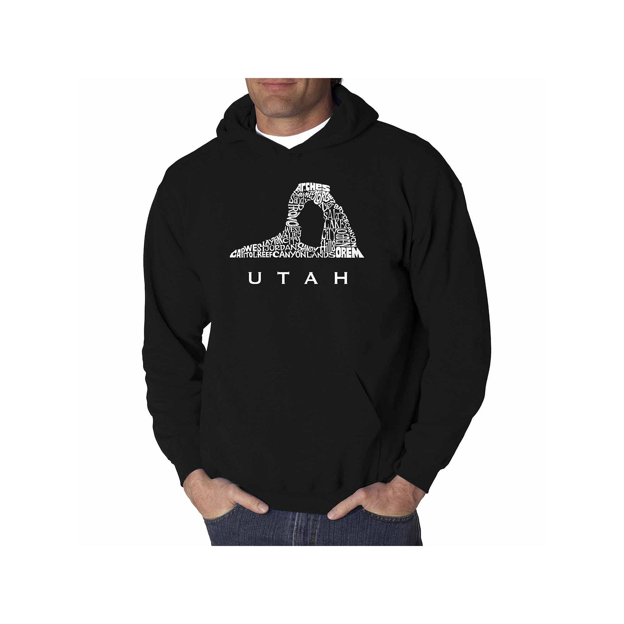 LA Pop Art Black Word Art Hooded Graphic Sweatshirt - Utah