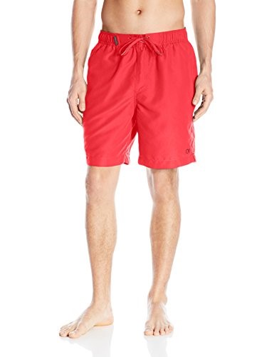 Calvin Klein Men's Microfiber Volley Swim Trunk, Red, X-Large