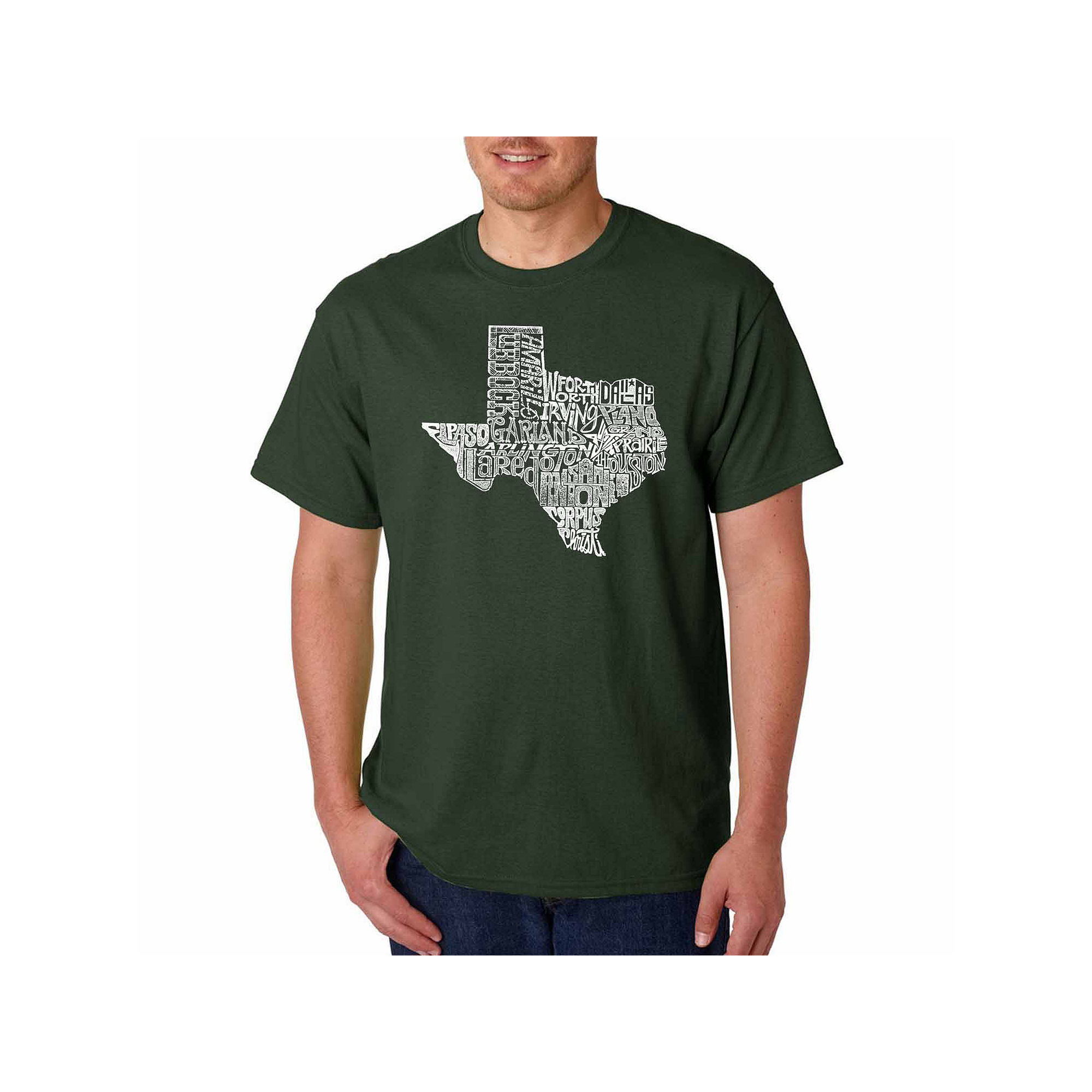 La Pop Art Men's Word Art Graphic T-Shirt - the Great State of Texas, Brown, 3Xl