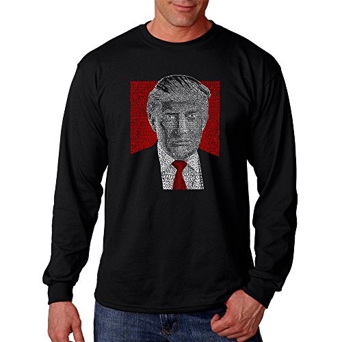 Men's LA Pop Art Men's Long Sleeve Shirt - Trump 2016 - Make America Great Again XL Black