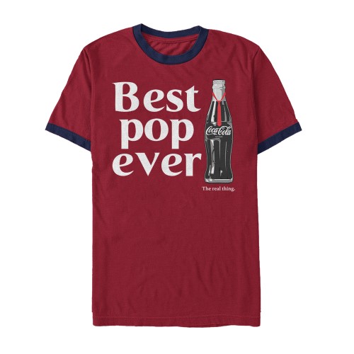Coca Cola Best Pop Ever Bottle Mens Graphic Ringer T Shirt