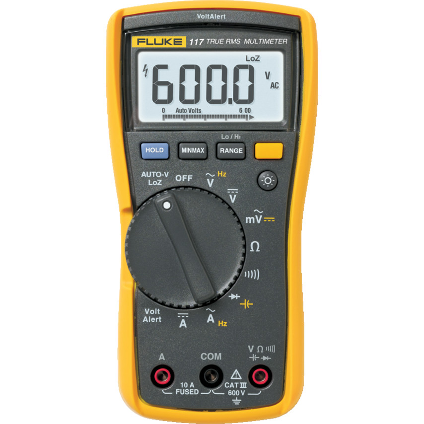 Fluke 117 Fluke 117 Handheld Digital Multimeter True RMS, 10 a Ac Max, 10 a Dc Max, 600 V Ac Max
