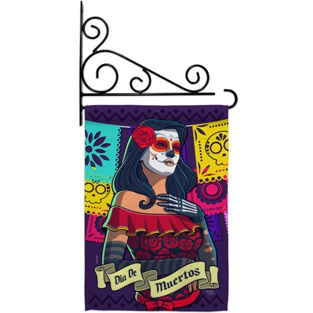 La Calavera Catrina Garden Flag Set Day of Dead Fall 13 X18.5 Double-Sided Decorative Vertical Flags House Decoration Small Banner Yard Gift