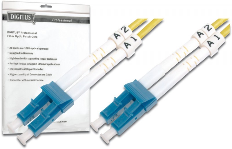 DIGITUS DK-2933-05  Fibre Optic Cable OS2  5 M  LC to LC  Duplex Fibre Optic Cable  1/10 G