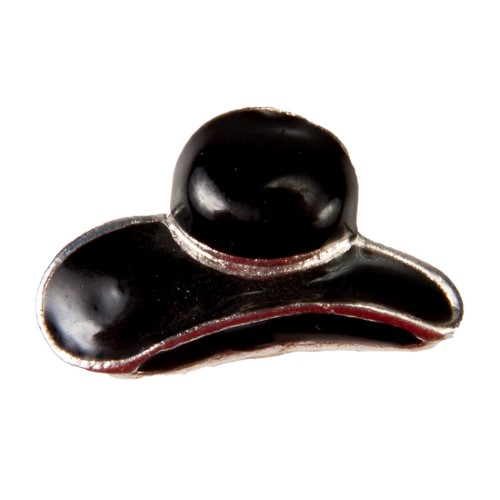 Enamel Dawg Tag Shoe Charm - Black Cowboy Hat