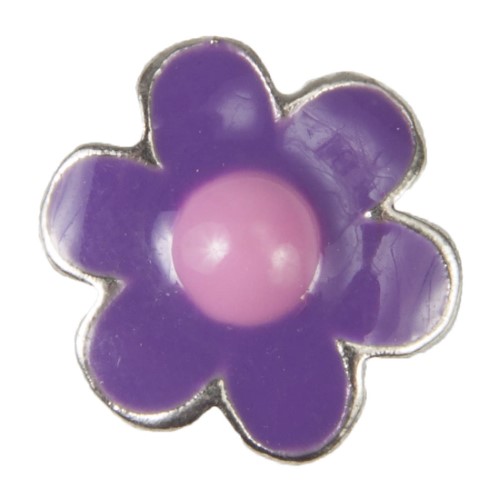 Mini Dawg Tag Shoe Charm - Purple & Pink Daisy